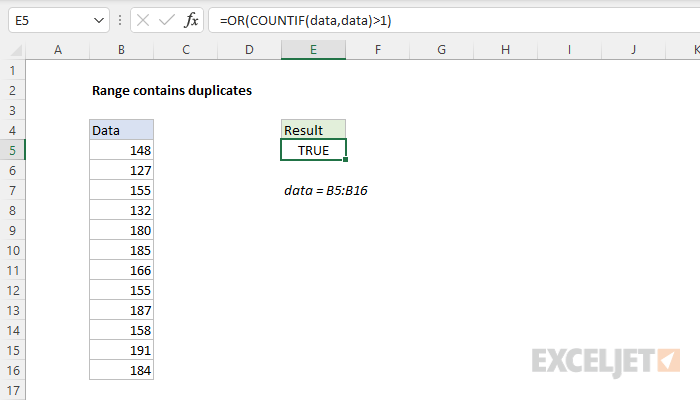 Range Contains Duplicates Excel Formula Exceljet 2499